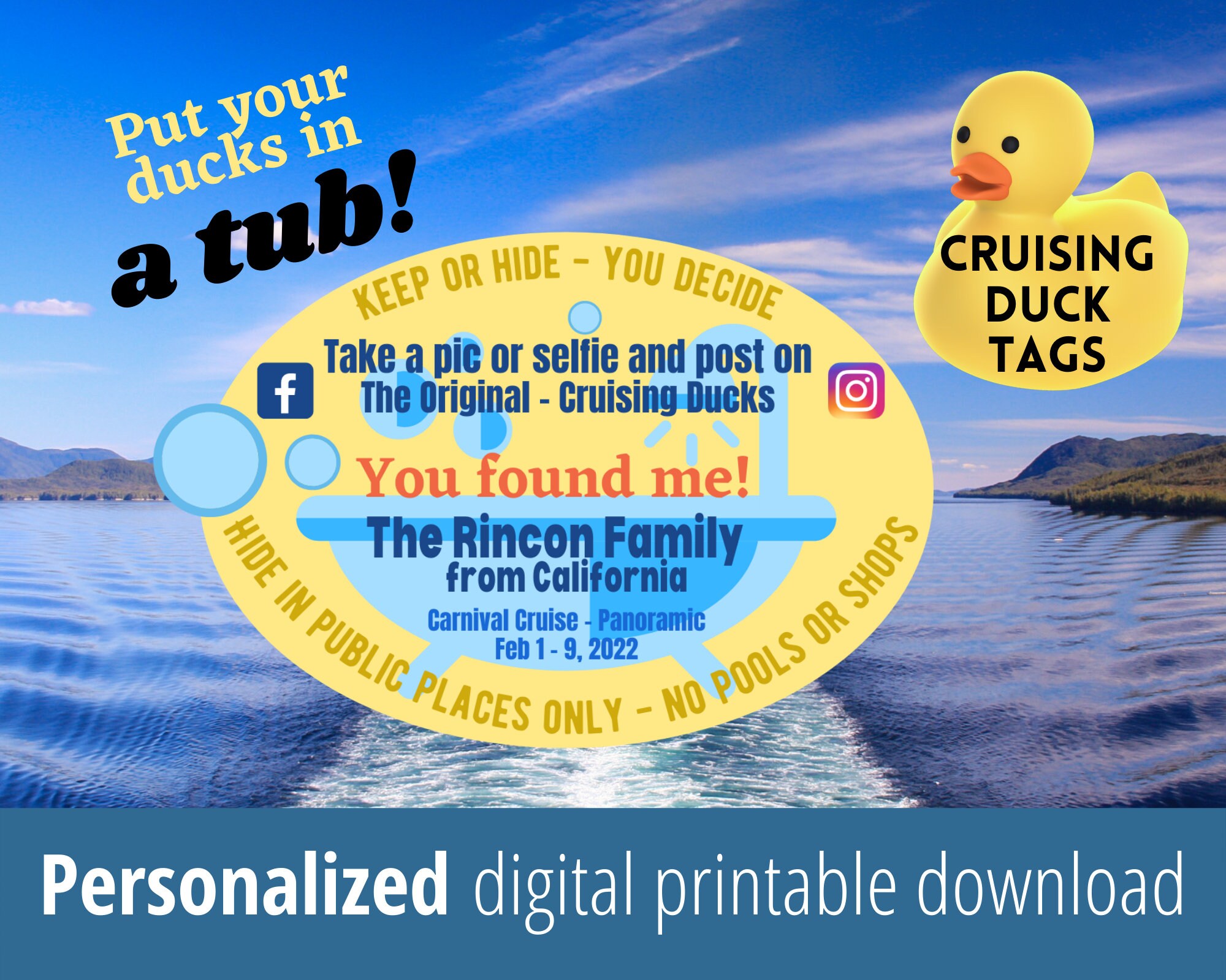 Cruising Ducks Tag Printable Digital Download Cruising Duck - Etsy