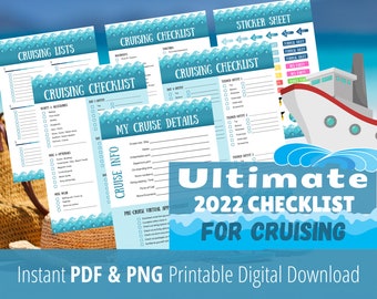 Ultimate Printable Cruise Checklist, Instant Digital Download, Cruise PDF, Cruising Planner, Gift for Cruiser, Cruise Sticker page