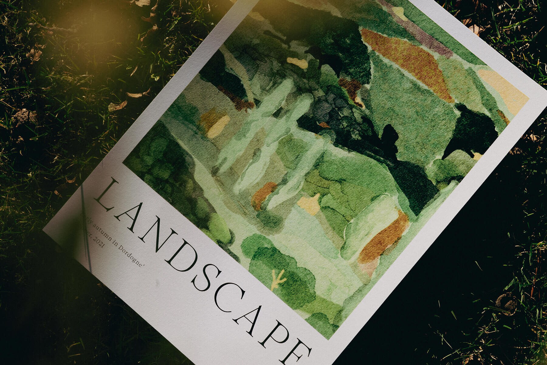 Affiche Landscape Illustration, Typographie, Peinture, Dordogne, Paysage