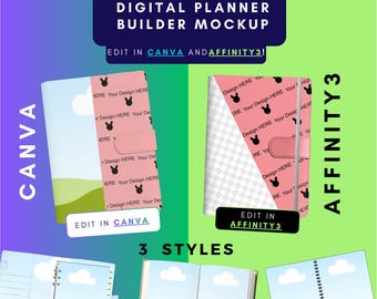 Planerumschlag Mockup. Planer Leinwandrahmen. Digitaler Planer Template. Personalisierbarer digitaler Planer. Digital bearbeitbarer Planer.