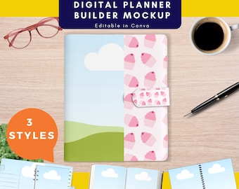 Planner Canva Frames. Planner builder bundle. Digital planner parts.  Journal Mockup. Realistic planner. Canva Template Commercial use. PLR