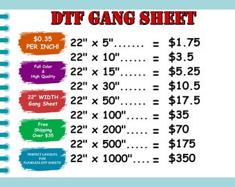 Custom DTF Gang Sheet, Ready To Press, Wholesale DTF Transfer
