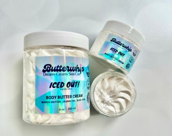 Organic Hydrating Whipped Body Butter - Vanilla Mint Iridescent Shimmer Body Cream - Iced Out