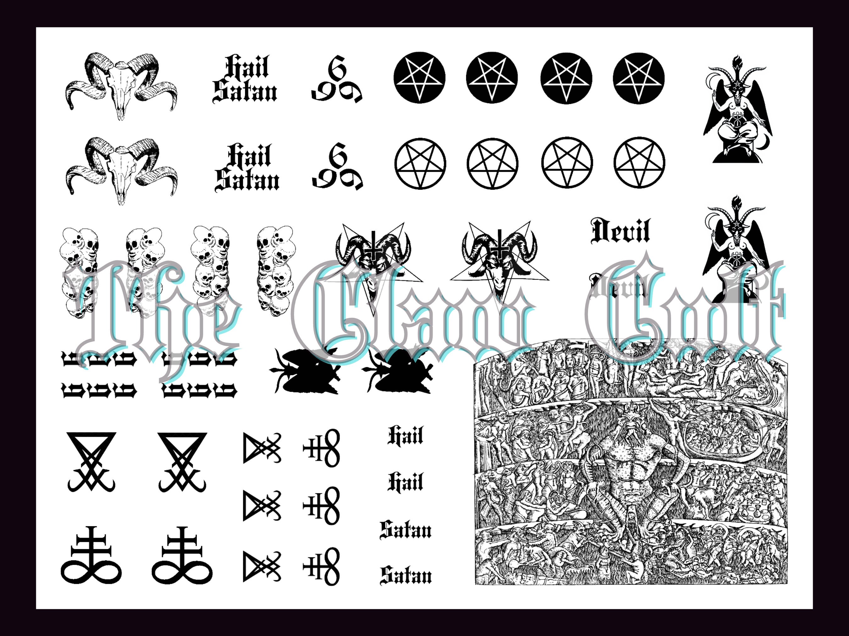 Satanic Nail Decals - Etsy