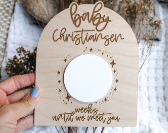 Personalized Baby Arrival Countdown Sign, Pregnancy Gift, Baby Shower Gift, Baby Announcement, Due Date Countdown, Pregnancy, Baby Countdown