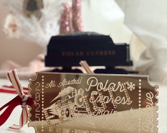 Polar Express Ticket, Train Ticket, Childs Gift Tag, Christmas Ornament, Golden Ticket, Customized Ornament, Polar Express Ornament, Gift