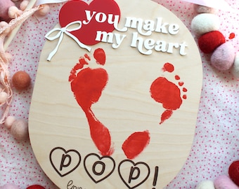 Valentines Day Footprint Sign, Valentines Day, Footprint Sign, Valentines Day DIY, My First Valentines, Valentines Decor, Kids Milestones