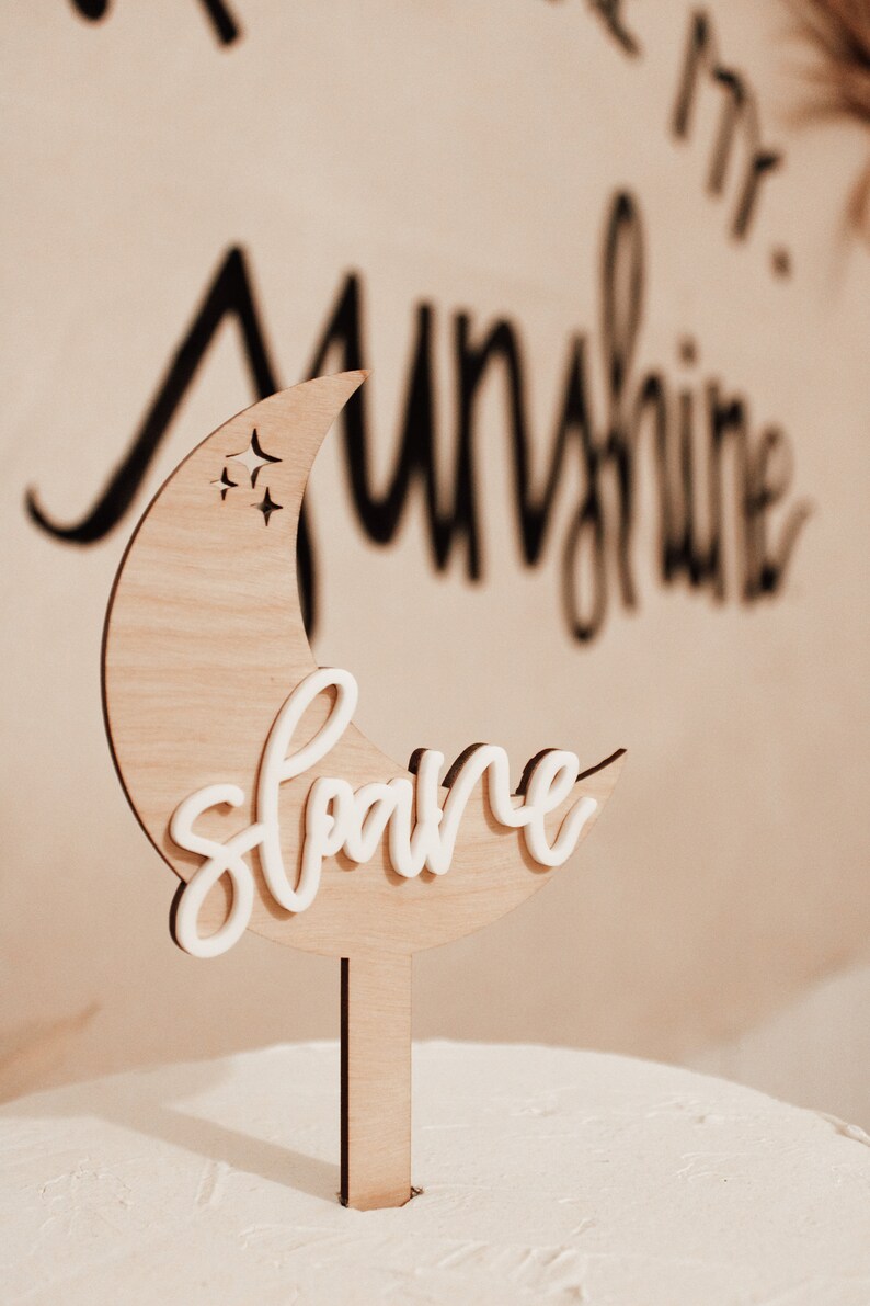 Cake Topper Inscription Sample Two the Moon Cake Topper, Personalized Moon Cake Topper, Two the Moon ...