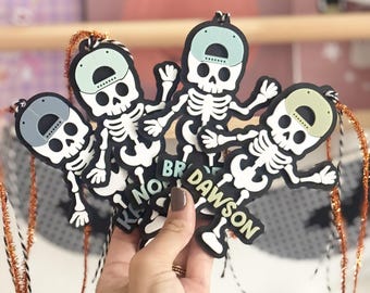 Personalized Halloween Tag, Kids Halloween Tag, Halloween Bucket Tag, Halloween Decor, Boo Basket Tag, Skeleton Tag, Skeleton Decor