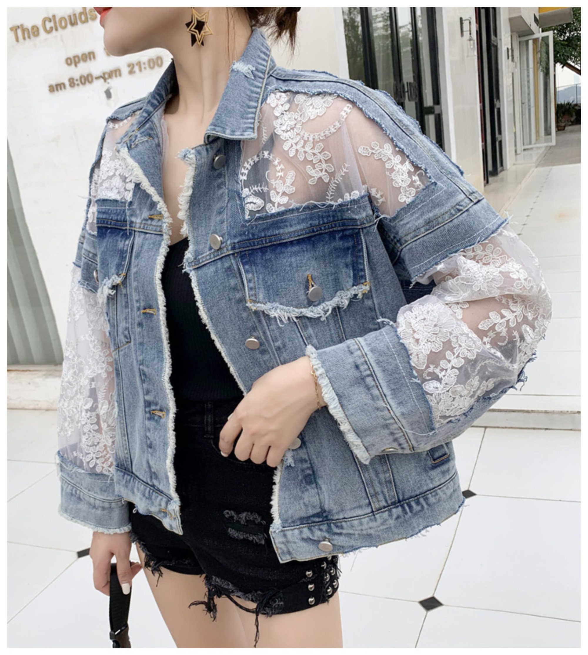 Vintage 1980s Boho Embroidery Lace Patchwork Denim Jacket - Etsy UK