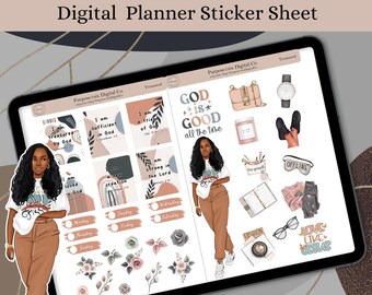 Treasured Boho Christian Affirmation Digital Sticker Sheet, Faith Stickers, Bible Affirmation, Goodnotes 5, Pre-cropped PNGs,