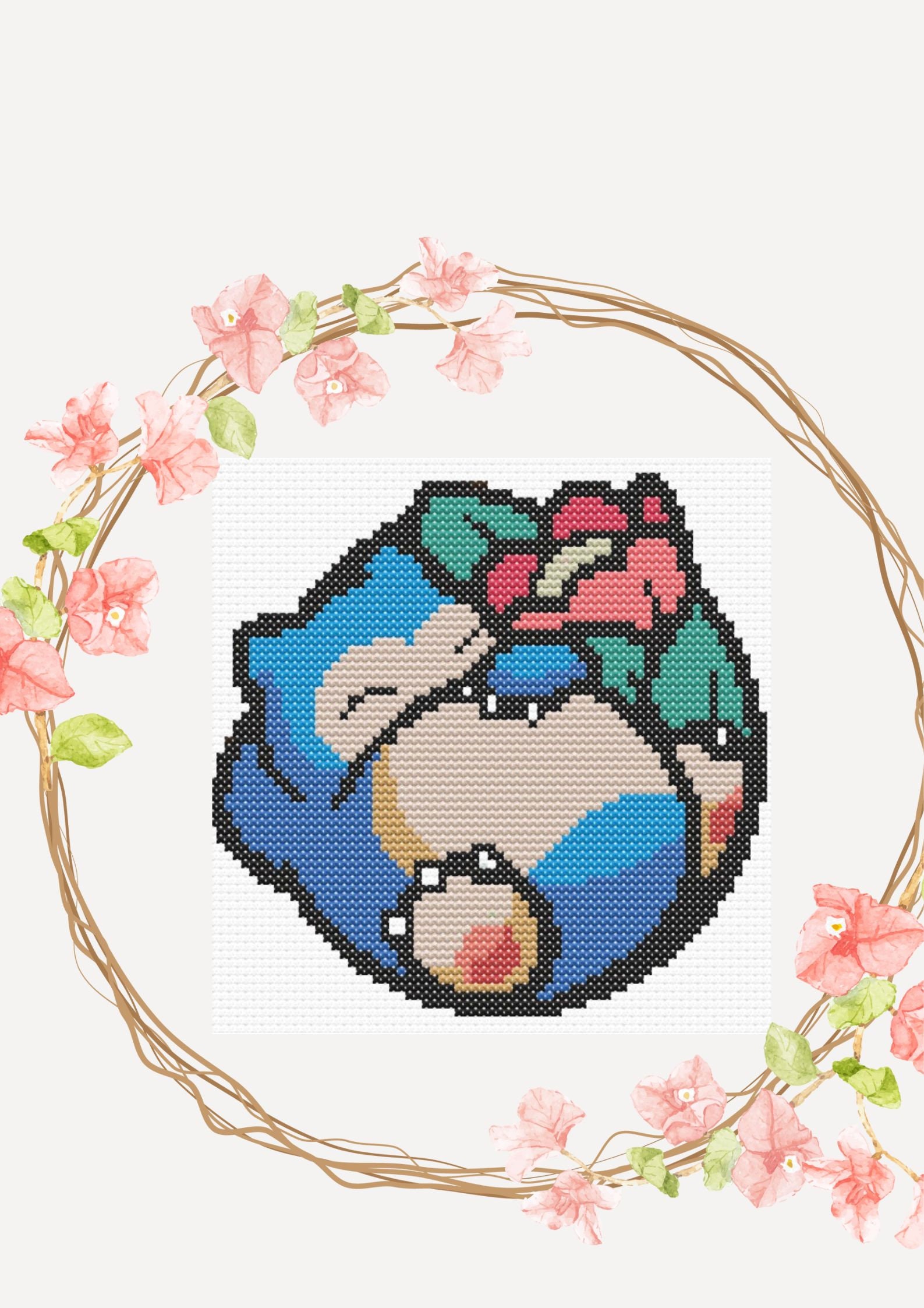 Snorlax Heart - Pokemon - Cross Stitch Kit – Stitch To The Past