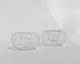 Modernist Style Double Walled Ripple Glass Bowl or Vase | MCM Style Centerpiece Glass Bowl | Minimalist Home Decor