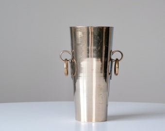 Modernist Brass Vase with Handles | Vintage Malm Sweden Minimalist MCM Brass Decor