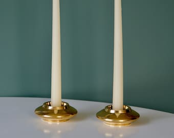 Brass Tealight or Candlestick - Set of 2 | Modernist Brass Candle Holders | MCM Candlestick | Modern Minimalist Brass Candle Holder