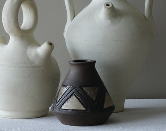 MCM Bromma Ceramics Small Vase with Triangles Pattern, Designed by Ninnie Forsgren | Geometric Pattern Modernist Pottery