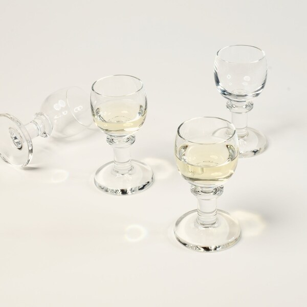 Vintage Liquor Glasses - Set of 4 | Holmegaard Denmark Sherry Glasses Set | Modernist Glassware | Elegant Shot Glasses