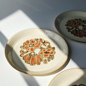 Vintage Flower Pattern Plates Set of 2 English Ceramic Floral Motif Dinnerware Kiln Crafts England Rafflesia image 1