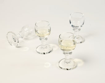 Vintage Liquor Glasses - Set of 4 | Holmegaard Denmark Sherry Glasses Set | Modernist Glassware | Elegant Shot Glasses