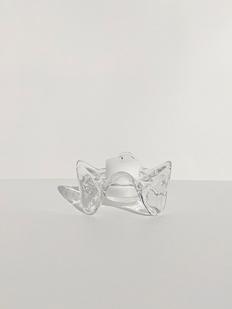Mid Century Modern Tealight Holder Holmegaard Denmark Glass Candleholder Minimalist Decor Candleholder Wavy Candle Holder image 5