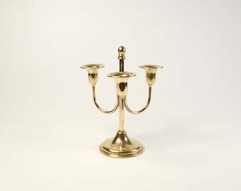 Three Arms Brass Candle Holder | Brass Chandelier | Brass Candlestick | MCM Decor