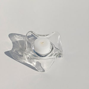 Mid Century Modern Tealight Holder Holmegaard Denmark Glass Candleholder Minimalist Decor Candleholder Wavy Candle Holder image 8