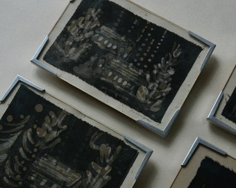 Framed Artwork on Textile - Set of 4 | Batik Style Artwork | Gallery Wall