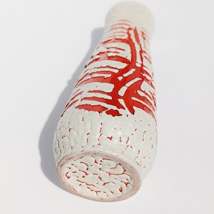Vintage Tófej Textured Ceramic Vase Hungarian Bright Red-Orange and White Lava Style Pottery Vase Modernist Tall Vase MCM Ceramic Vase image 9