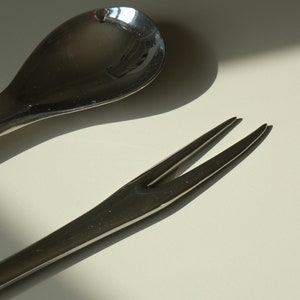 Mid-Centruy Modern Style Stainless Steel Salad Servers Modern Tableware Vintage Cutlery image 7