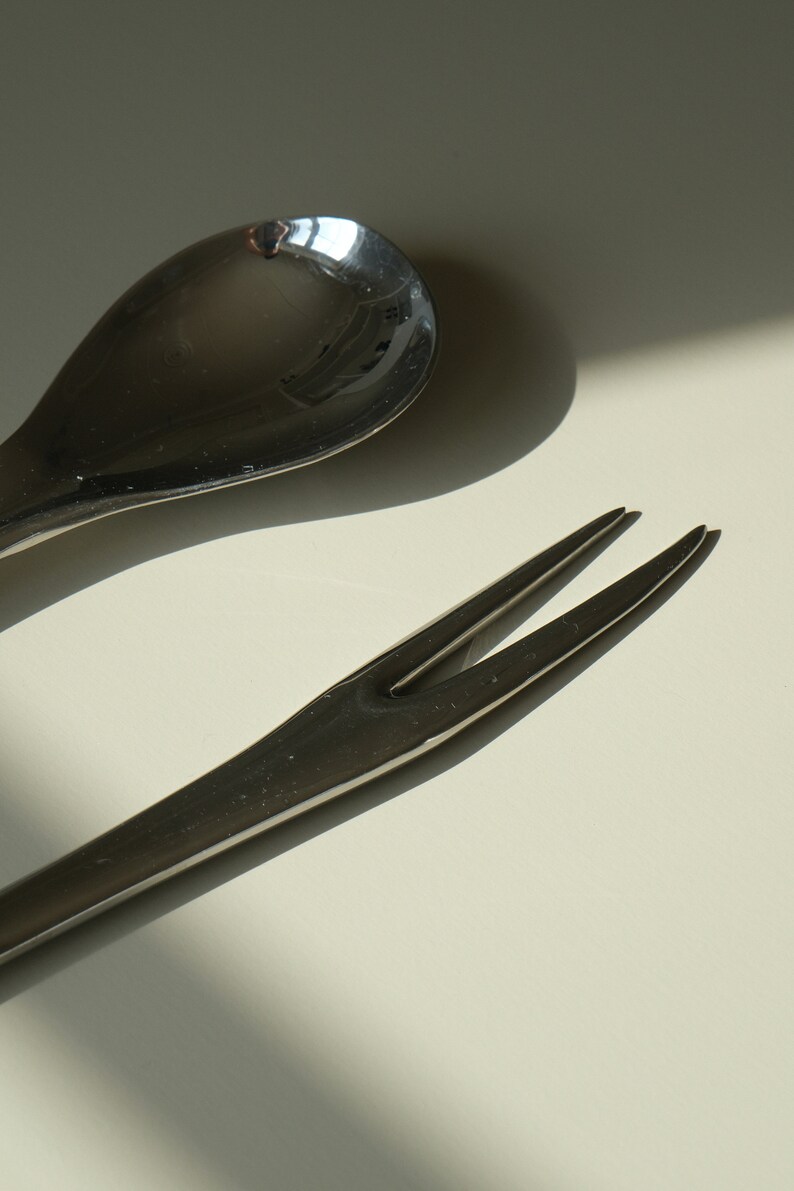 Mid-Centruy Modern Style Stainless Steel Salad Servers Modern Tableware Vintage Cutlery image 7