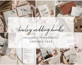 HARLEY | Wedding Bundle | Modern Boho Wedding Invite | Large Wedding Essentials Kit | Printable Wedding Invitation Package DIY