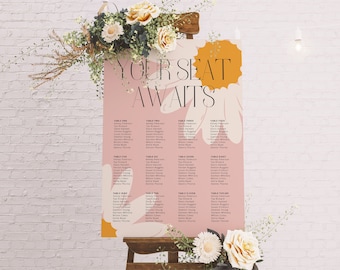 Bright & Colorful Wedding Seating Chart | Bright Floral Wedding Seating Sign | Editable Instant Download Seating Chart | CHARLOTTE