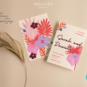 Colorful Floral Themed Wedding Invitation Printable Boho Wedding Invitations Editable Modern Digital Download Invite Template image 2