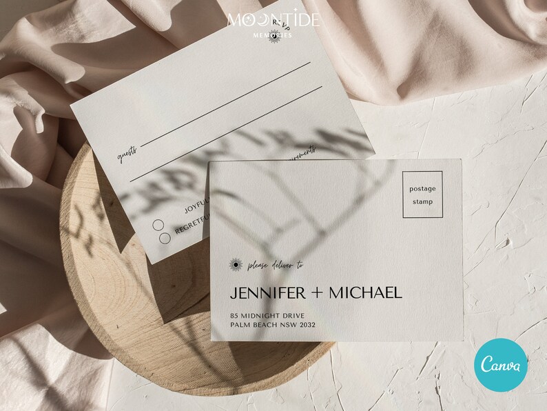 Suite d'invitations de mariage au design minimaliste Invitations de mariage bricolage imprimables Modèle d'ensemble d'invitation modifiable moderne HARLEY image 4