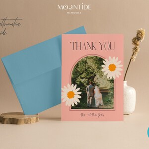 Bright & Fun Thank You Card Editable Wedding Thank You Card with Photo Boho Thank You Card Instant Download CHARLOTTE image 3