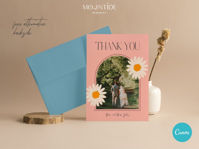 Bright & Fun Thank You Card Editable Wedding Thank You Card with Photo Boho Thank You Card Instant Download CHARLOTTE image 3