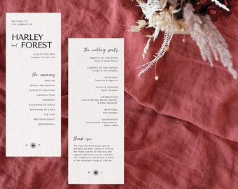 Wedding Ceremony Program | Wedding Ceremony Program Template | Minimalist Wedding Ceremony Download HARLEY