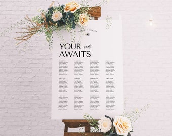 Minimalist Wedding Seating Chart Template | Modern Printable Sign (Instant Download)