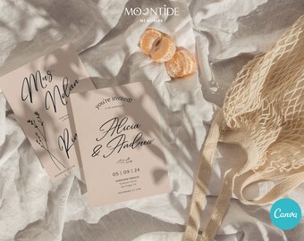 Modern & Elegant Wedding Invitation Set | Sophisticated Wedding Suite | Editable Contemporary Digital Download Invite Template | ALICIA