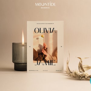Modern & Minimalist Wedding Invitation Set | Unique Contemporary Wedding Suite | Editable Art Digital Download Invite Template | OLIVIA