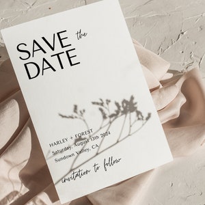 Modern and Clean Save the Date Editable Template | Minimalist DIY Date Announcement | Printable Celestial Save the Date Card | HARLEY