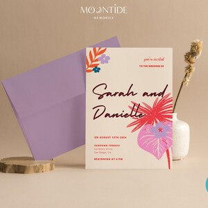 Colorful Floral Themed Wedding Invitation Printable Boho Wedding Invitations Editable Modern Digital Download Invite Template image 4