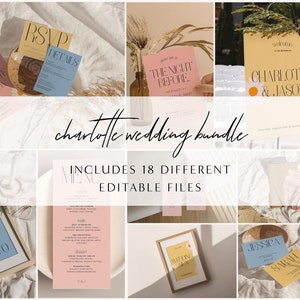Colorful Wedding Invitation Bundle | Fun Floral Wedding Invite | Large Wedding Essentials Kit | Printable Fun Stationery Package | CHARLOTTE
