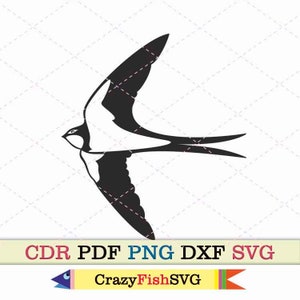 Hirondelle oiseau qui vole svg tatouage clipart png