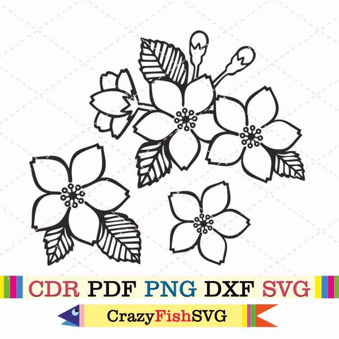 Cherry Blossom Svg Flower Frame Wreath Bundle Spring Clipart - Etsy