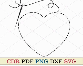 Stitch svg costura bordado artesanato máquina coração agulha