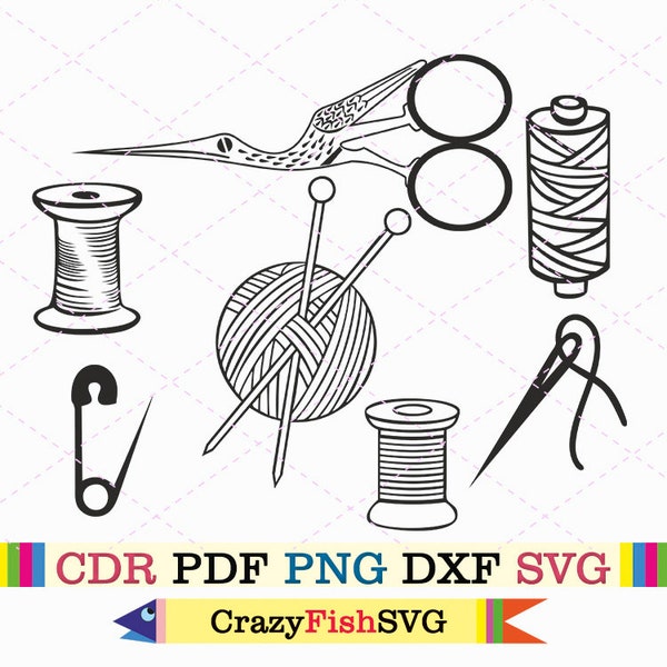 Sewing tools bundle svg machine svg crafty vintage silhouette designer