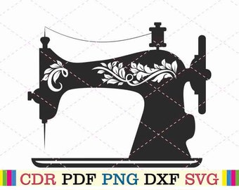 Máquina de costura svg designer de silhueta vintage astuto