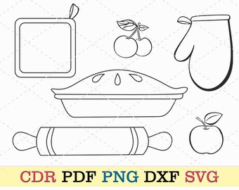 Cozinhar svg assar torta de maçã comida cereja chef cozinha potholder