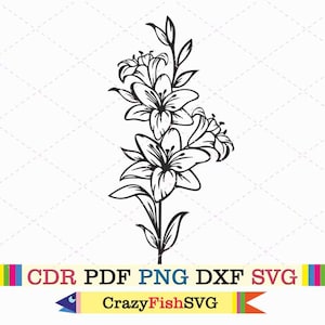 Lily flower svg clipart botanical png easter flower bouquet